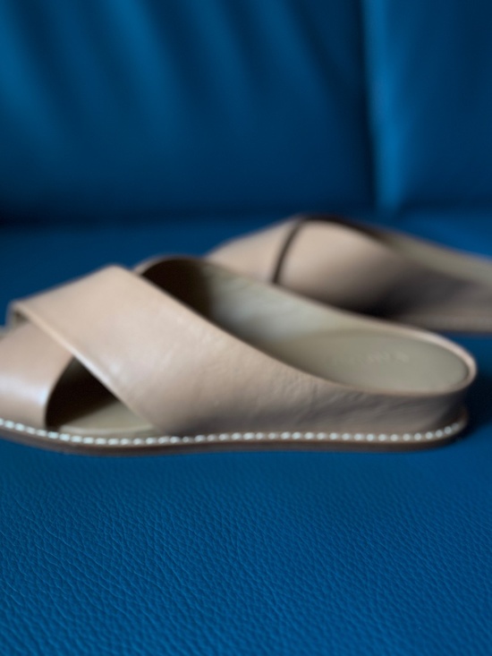 Vince Wedge Slide Sandals for Women for sale | eBay $350 NWOB VINCE Tan Beige Leather Wedge Sandals Slides Flats Size US8 US8.5